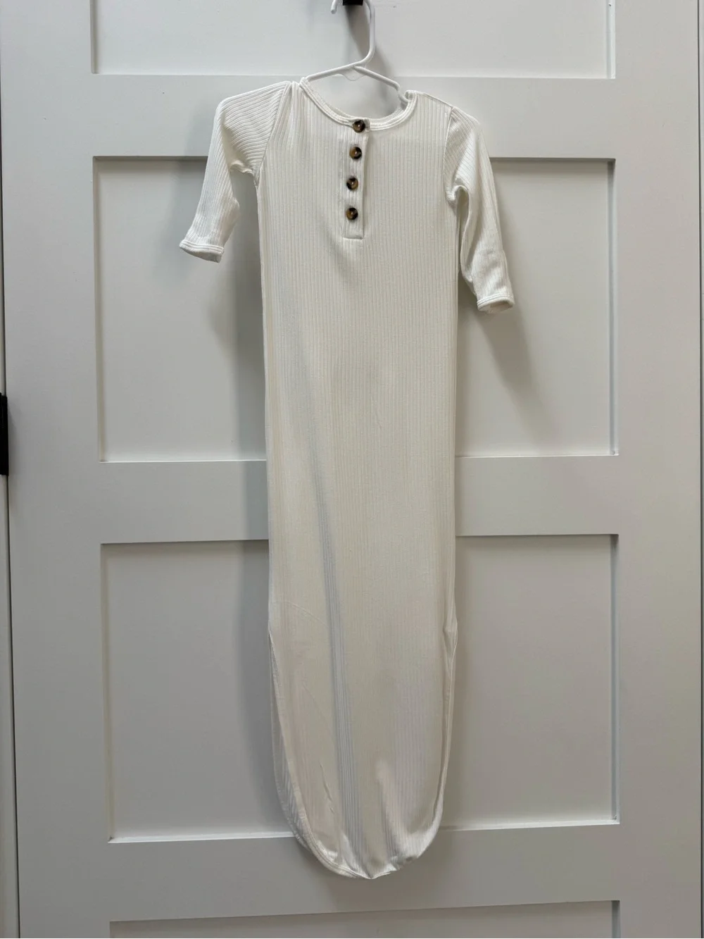 Lou Lou & Company Cream Ribbed Infant Sleep Gown with Button Placket